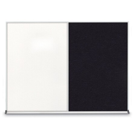 United Visual Products Triple Door Radius Plus Corkboard, 96" x UV8006PLUS-WHITE-DRKSPR